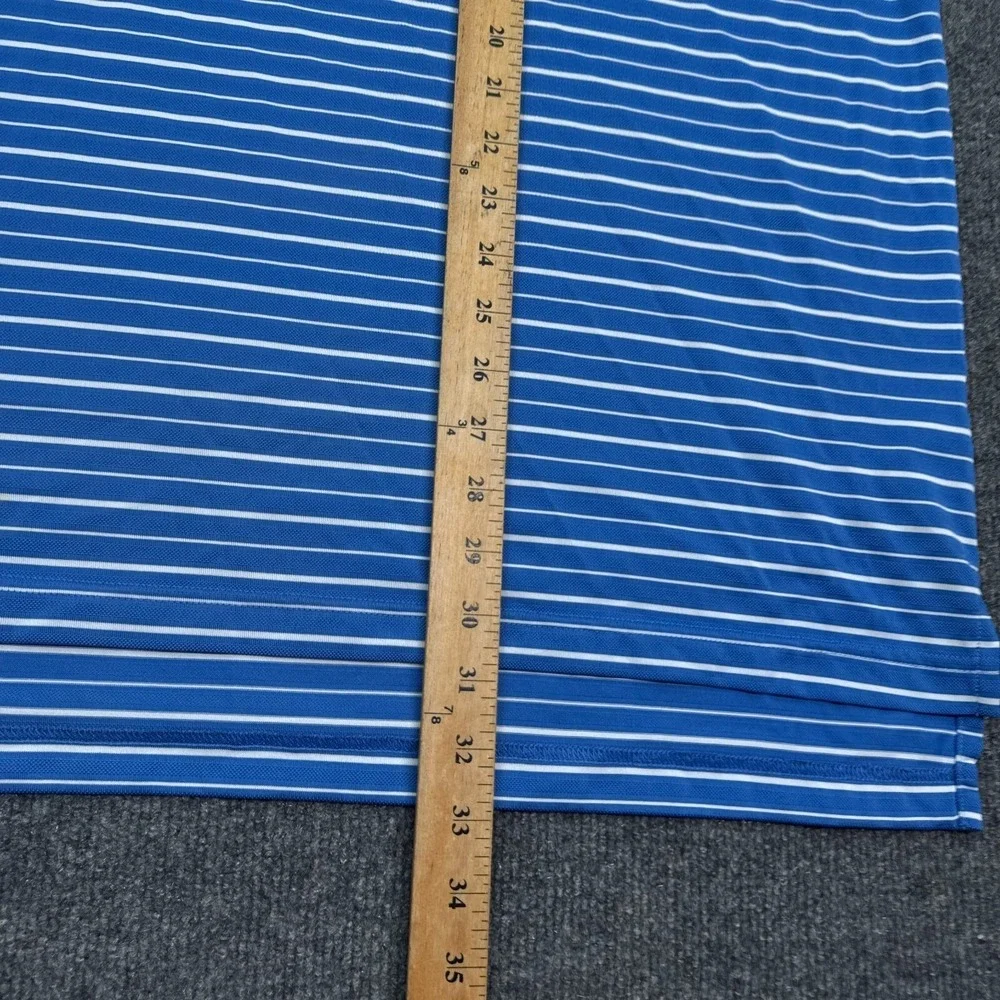 adidas Climalite Polo Shirt Mens Size 2XL XXL Blue‎ Striped Golf Active